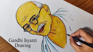Gandhiji Drawing (Outline and Colour) | How to Draw Mahatma Gandhi | Gandhi Jayanti Drawing