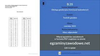 Egzamin zawodowy klucz odpowiedzi B.35, Obsługa geodezyjna inwestycji budowlanych, czerwiec 2022