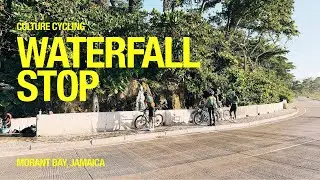We rode our bikes to a waterfall in Jamaica
