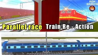 Indian train crossing3d mahamana depart train parallel race goods train crossing3d