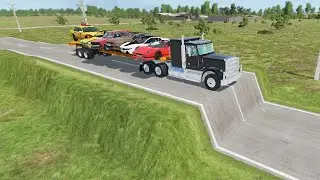 Cars and unfinished road vs Truck #1 - BeamNG.Drive