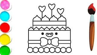 Cute Birthday Cake Drawing for Kids 🎂 | Easy Coloring for Toddlers