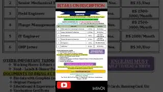 Urgently Required for an OIL & GAS Company &ndash; 2 Months Shutdown Project in Brunei