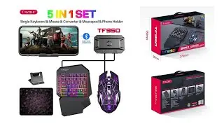 T-WOLF TF950 40 Keys One Hand 5 in 1 Gaming Keyboard USB Wired Mouse Combo Set