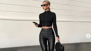 Graceful collection of faux & latex leather leggings pants outfit ideas for women's office wear 2026