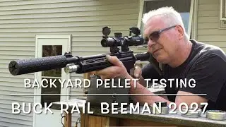 Backyard pellet testing with my Buck Rail Beeman 2027 H&N Baracuda Match & Beeman wadcutters