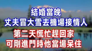 結婚當晚，丈夫冒大雪去機場接情人，第二天慌忙趕回家，可剛進門時他當場呆住。#人生感悟 #故事分享 #故事頻道 #打脸 #生活經驗