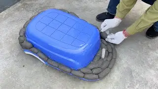 Amazing idea / Baby Bathtub and Cement / Build a cheap swan fountain from a baby bathtub and cement