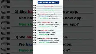PRESENT PERFECT TENSE | Positive, Negative, and Question Form | Present Perfect Sentences