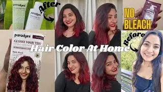 NO BLEACH HAIR COLOR AT HOME | Paradyes Glossy Hair Tint Review | Black to Red hair without bleach