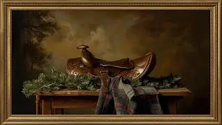 Moody Equestrian Saddle Christmas Art | Old Money Holiday TV Art Screensaver @99for1TVart 