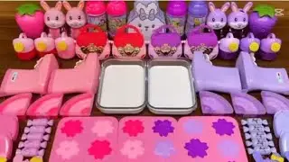 PINK vs PURPLE ! Mixing Random Things into GLOSSY Slime World 