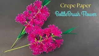 Bottle Brush Flowers l Crepe Paper Flower Tutorial #PaperCrafts  #DIYFlowers #poushcraftingstudio