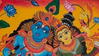 #acrylic #mural Radhamadavam | Kerala mural painting | krishna Radha | lord acrylic on cloth
