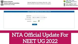 NTA Official Update for NEET UG 2022 City Allotment// Join MNS Academy