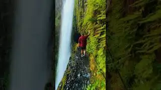 Walking BEHIND Tunnel falls Oregon. #oregon #tunnelfalls #hiking