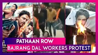 Pathaan Row: Bajrang Dal Workers Vandalise Promotional Property Of SRK Starrer At Gujarat Mall