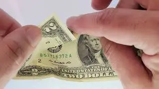#SHORTS Origami $2 Dollar Bill Jumping Frog - Money Origami (Paper folding ASMR)