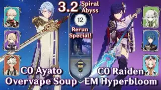 Spiral Abyss 3.2 - C0 Ayato Soup & C0 Raiden Nahida Hyperbloom | Floor 12 Full Star | Genshin Impact