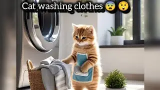 Cat😲washing clothes😨😨😨😨