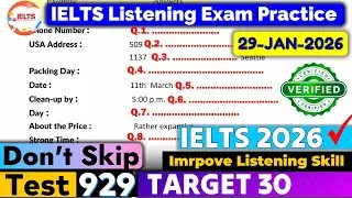 IELTS Listening Practice Test 2026 with Answers | Recent Exam - 29.01.2026
