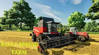 Wheat Harvest, Baling Wheat Straw, Bally Spring Farm Timelapse Ep 2 FS22