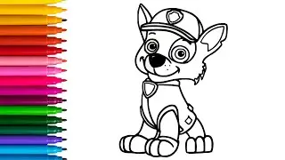 Drawing and coloring Rocky From Paw Patrol 🐶👮🏼&zwj;♂️🐾💗 How To Draw Cute Dog Easy | Drawings For Kids