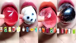asmr ICE TEA SODA DRINKS DUFF BOBA TEA JUICE DRINKING & EMOJI FOOD MUKBANG 이모지 먹방 satisfying sounds