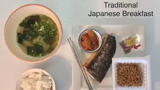 Easy way to make a Japanese Breakfast - Natto, Salmon, Miso Soup