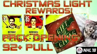 CHRISTMAS LIGHT REWARDS! NHL 18 PACK OPENING 92+ PULL | NHL 18 HUT