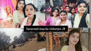 “Maa Saraswati Visharjan | Gulal, Dance & Emotional Goodbye 🤍