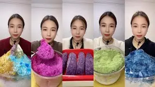 ASMR Qian's Latest mix crunchy shaved ice eating compilation mukbang