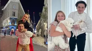 Brooklyn Beckham 23 taking a sweet photo with younger sister Harper 10 at their recent wedding