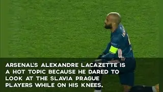The moment Slavia Prague players refuse to kneel vs Arsenal.