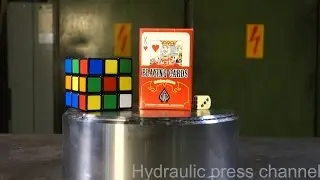 Crushing Rubik's cube & playing cards with hydraulic press