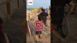 Marina Beach wheelchair accessible ♿️ #beach #wheelchair #shorts #trending #fun