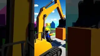 FUN Roblox Style Village Build: Excavator Action! #RobloxStyle #BlockyBuilder #ExcavatorGame #roblox