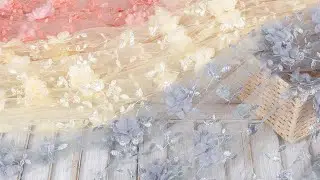 3D Flower Embroidery Mesh Fabric Sewing Material 36048