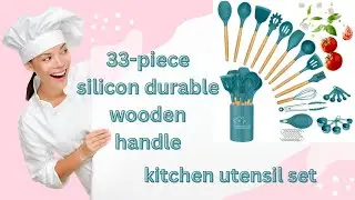 33-piece silicone durable wooden handle kitchen utensil set.#33piecesilicone#kitchenutensilset