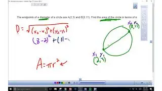Find the area of a circle using the distance formula