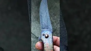 Finished feather damascus titanium framelock folding knife. #shorts #featherdamascus #framelock