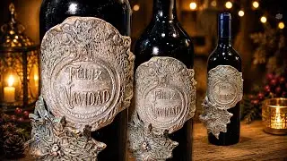 Botellas Decoradas para Navidad con Pasta Das  ( Parte 2 )