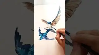 painting watercolor bird in art journal - Bird Painting Art #shorts #art #birds #paint
