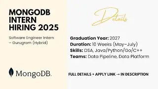 MongoDB Software Engineer Intern 2025 &ndash; 2027 Batch Eligible | Hybrid | Apply Link