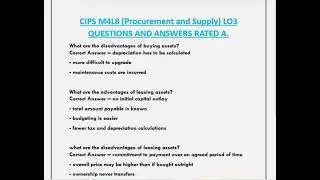 CIPS M4L8 (Procurement and Supply) LO3 QUESTIONS AND ANSWERS RATED A.