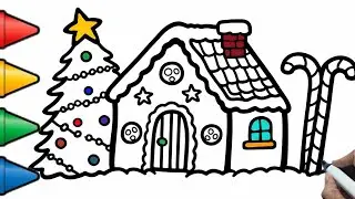 Anyone Can Draw This Cute Christmas Scene 🎄✏️/Easy Christmas Drawing 🎄 | Cute House, Snowman & Tree