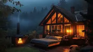 Cozy Cabin Night with Smooth Jazz and Warm Firelight