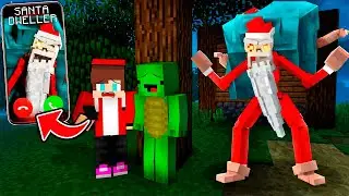 JJ and Mikey CALL SANTA DWELLER at CHRISTMAS in Minecraft ?!