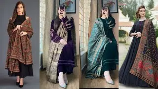 Plain Winter Dresses with  Printed Shawls💖#viral #viralvideo #foryou #winter #shawls #fashion #fypシ 