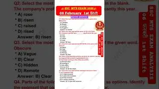 SSC MTS 06 FEBRUARY 1ST SHIFT EXAM ANALYSIS 2026 | 06 Feb 1st Shift SSC MTS analysis today |#MTSEXAM